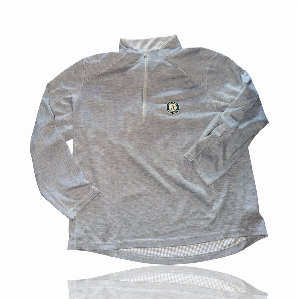 Vineyard Vines  Oakland Athletics A's 1/4 Zip Pullover Jacket Gray Mens L
